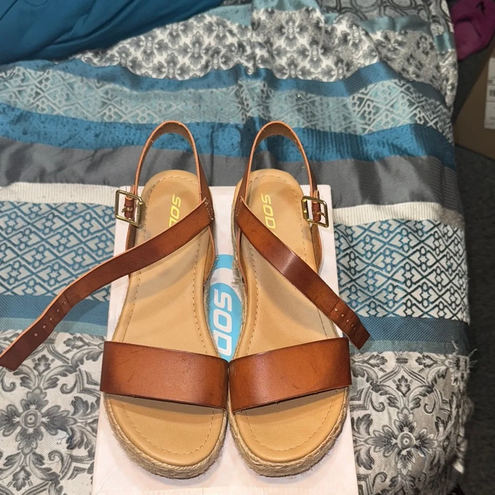 Soda Brown Espadrille Shoes with Platform Sole - Picture 6 of 6